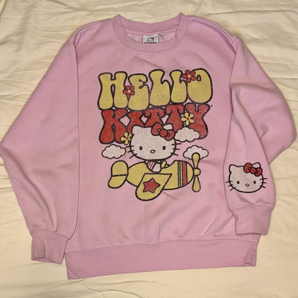 Hello Kitty Pink and Yellow Graphic Sweater